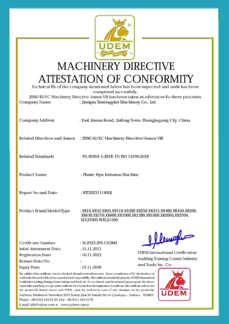 XinRong CE Certificate