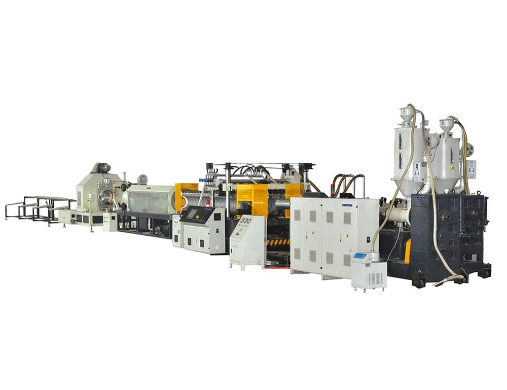 Complete double wall corrugated pipe extrusion line
